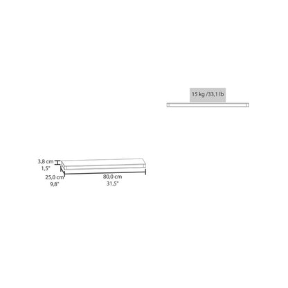 32" Set Of Two Dark Gray Wood Wall Mounted Floating Shelves