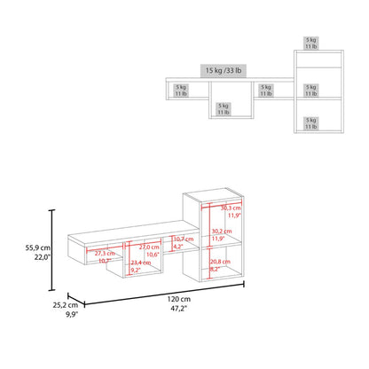 47" White Wood Wall Mounted Cubby Shelf