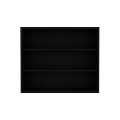 36" Black Wood Three Tier Wall Mounted Floating Shelf