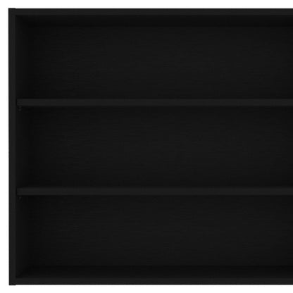 36" Black Wood Three Tier Wall Mounted Floating Shelf