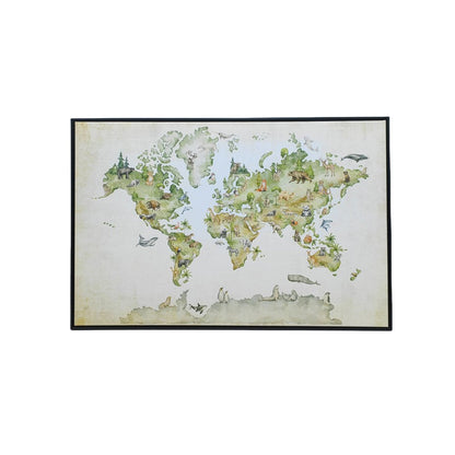 Animal World Map Black Floater Frame Print Wall Art