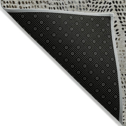 3' X 5' Gray Beige And Black Geometric Washable Indoor Outdoor Area Rug