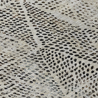 3' X 5' Gray Beige And Black Geometric Washable Indoor Outdoor Area Rug