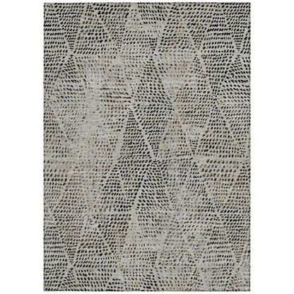 3' X 5' Gray Beige And Black Geometric Washable Indoor Outdoor Area Rug