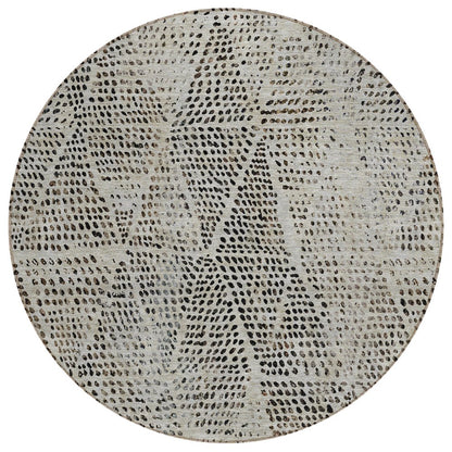 3' X 5' Gray Beige And Black Geometric Washable Indoor Outdoor Area Rug