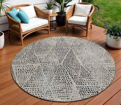 3' X 5' Gray Beige And Black Geometric Washable Indoor Outdoor Area Rug