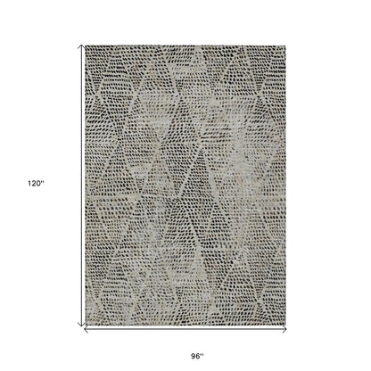 3' X 5' Gray Beige And Black Geometric Washable Indoor Outdoor Area Rug