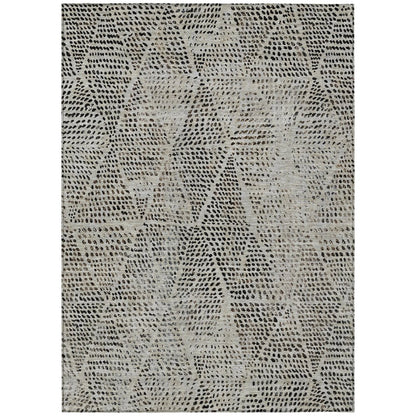 3' X 5' Gray Beige And Black Geometric Washable Indoor Outdoor Area Rug