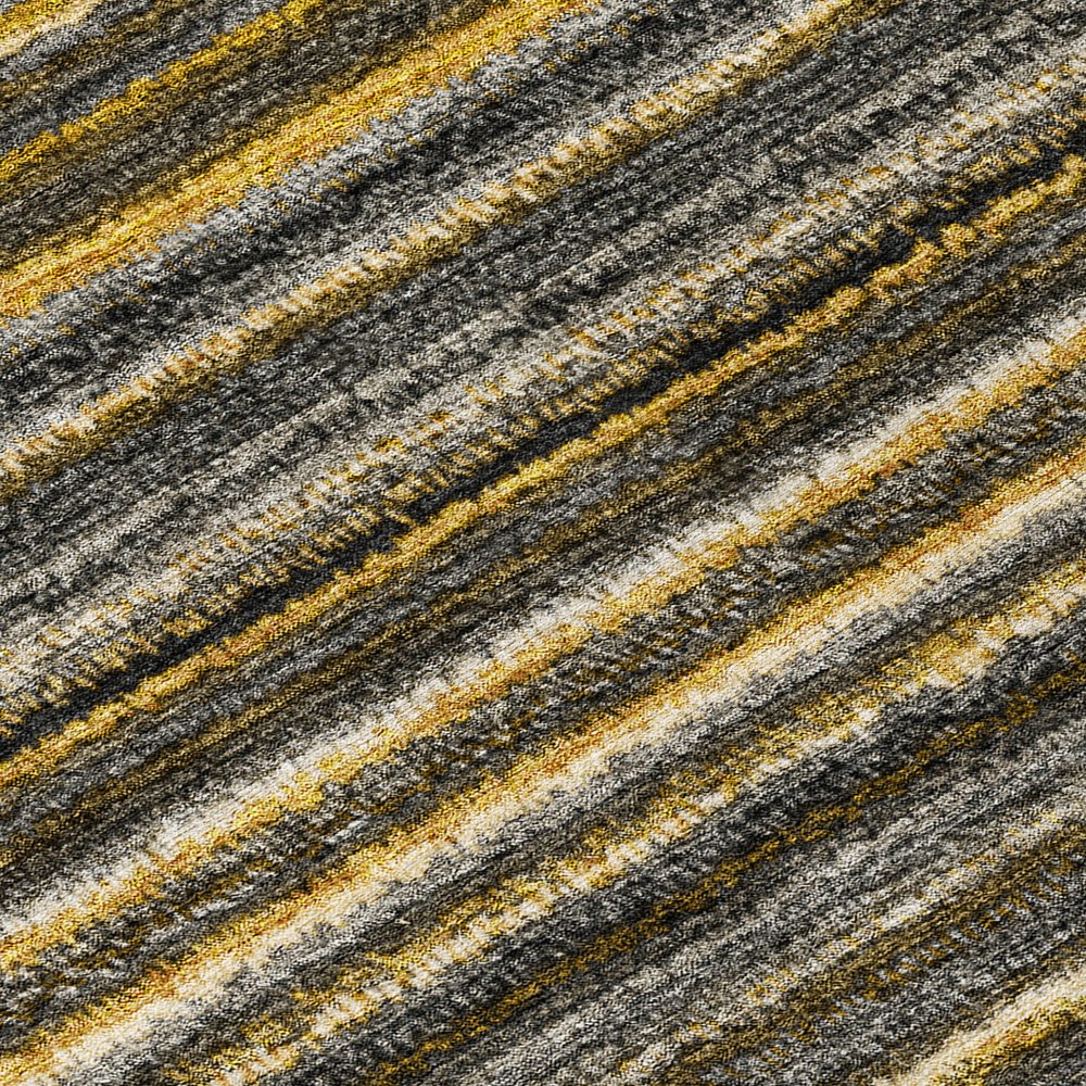 3' X 5' Gold Beige And Wheat Striped Washable Indoor Outdoor Area Rug