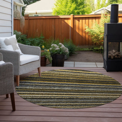 3' X 5' Gold Beige And Wheat Striped Washable Indoor Outdoor Area Rug