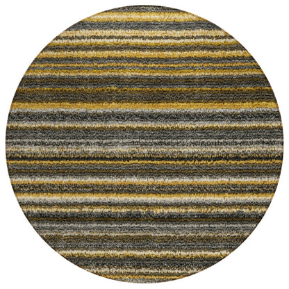 3' X 5' Gold Beige And Wheat Striped Washable Indoor Outdoor Area Rug