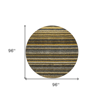 3' X 5' Gold Beige And Wheat Striped Washable Indoor Outdoor Area Rug