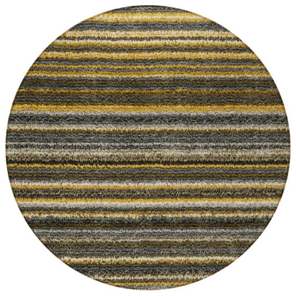 3' X 5' Gold Beige And Wheat Striped Washable Indoor Outdoor Area Rug