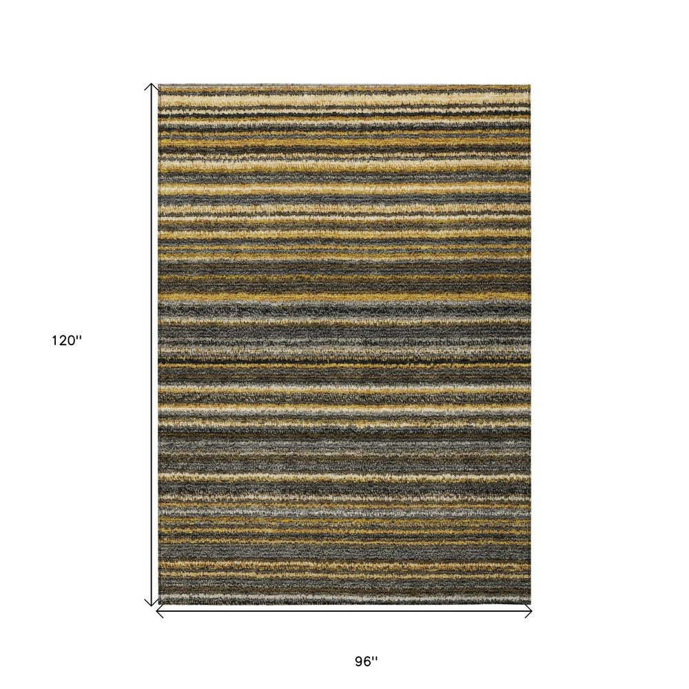 3' X 5' Gold Beige And Wheat Striped Washable Indoor Outdoor Area Rug