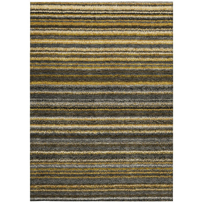 3' X 5' Gold Beige And Wheat Striped Washable Indoor Outdoor Area Rug