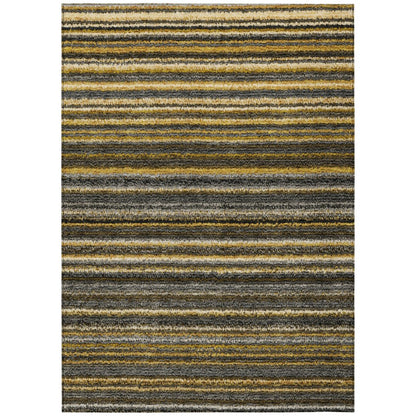 3' X 5' Gold Beige And Wheat Striped Washable Indoor Outdoor Area Rug