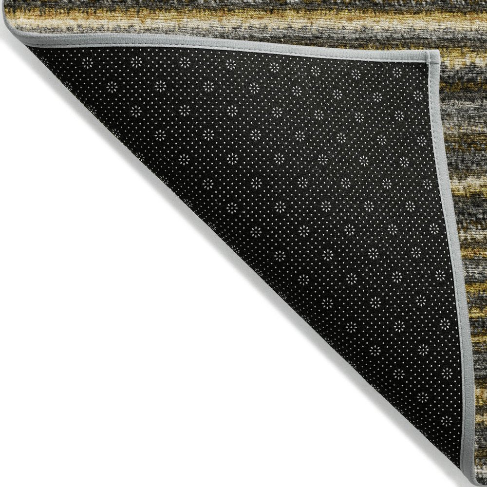 3' X 5' Gold Beige And Wheat Striped Washable Indoor Outdoor Area Rug