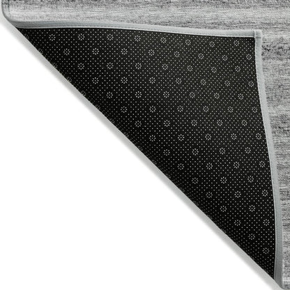 3' X 5' Gray Silver And Charcoal Striped Washable Indoor Outdoor Area Rug