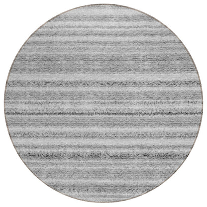 3' X 5' Gray Silver And Charcoal Striped Washable Indoor Outdoor Area Rug
