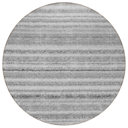 3' X 5' Gray Silver And Charcoal Striped Washable Indoor Outdoor Area Rug
