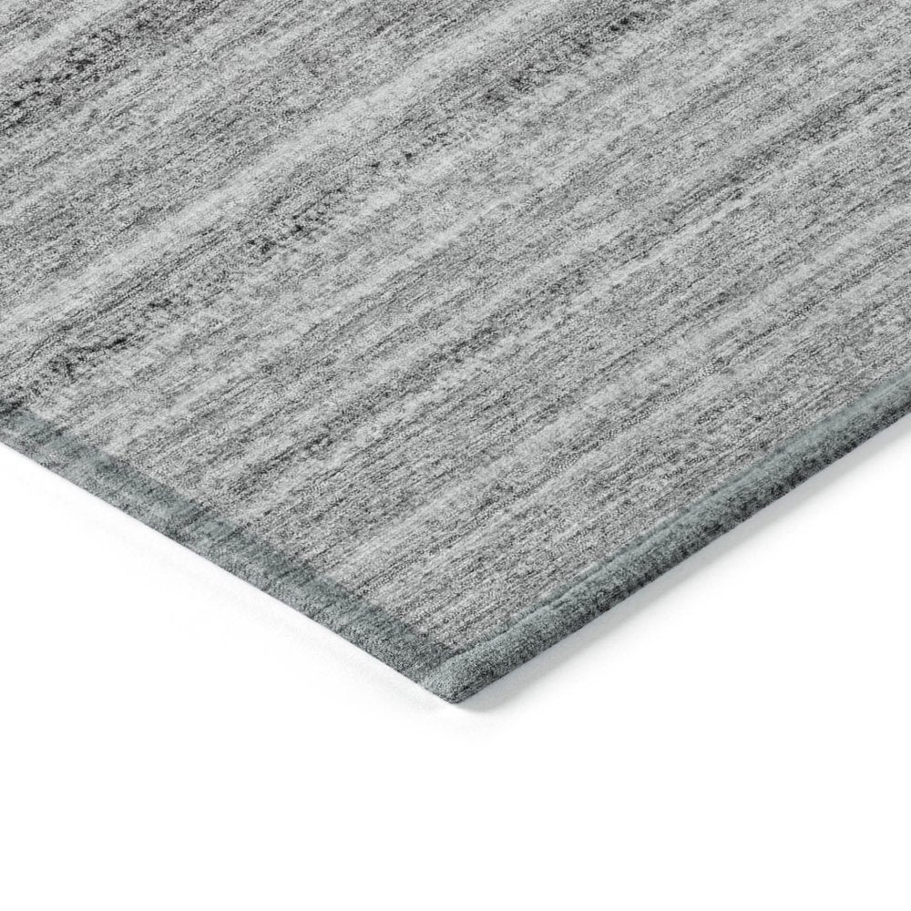 3' X 5' Gray Silver And Charcoal Striped Washable Indoor Outdoor Area Rug