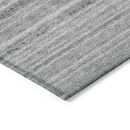 3' X 5' Gray Silver And Charcoal Striped Washable Indoor Outdoor Area Rug