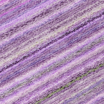 3' X 5' Purple Eggplant And Lilac Striped Washable Indoor Outdoor Area Rug
