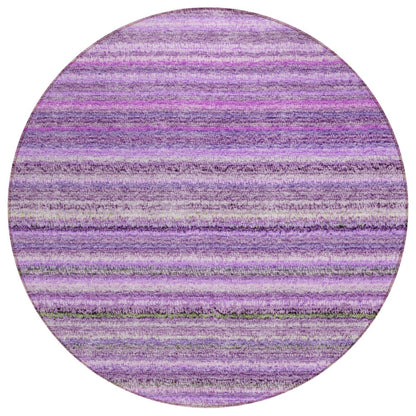 3' X 5' Purple Eggplant And Lilac Striped Washable Indoor Outdoor Area Rug