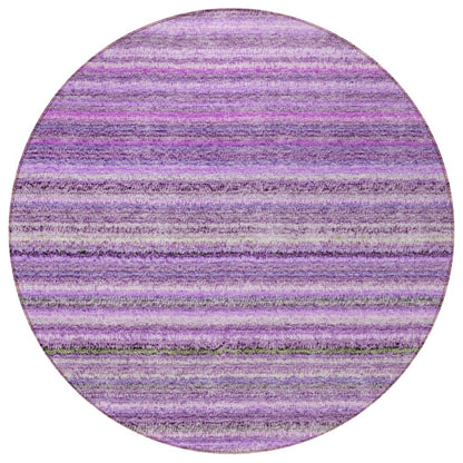 3' X 5' Purple Eggplant And Lilac Striped Washable Indoor Outdoor Area Rug