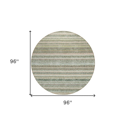 3' X 5' Sage Mint Green And Beige Striped Washable Indoor Outdoor Area Rug