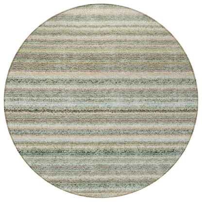 3' X 5' Sage Mint Green And Beige Striped Washable Indoor Outdoor Area Rug