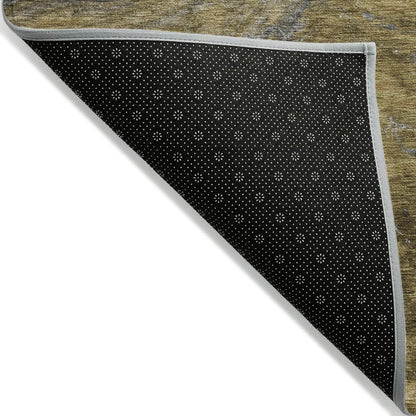 3' X 5' Brown Taupe And Chocolate Abstract Washable Indoor Outdoor Area Rug