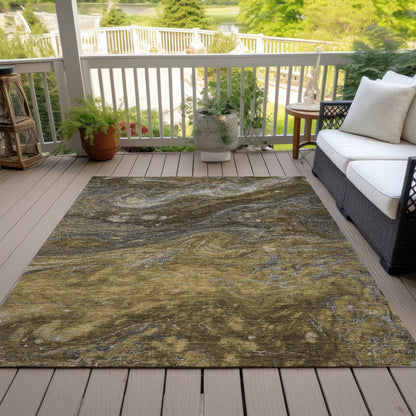 3' X 5' Brown Taupe And Chocolate Abstract Washable Indoor Outdoor Area Rug