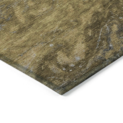 3' X 5' Brown Taupe And Chocolate Abstract Washable Indoor Outdoor Area Rug