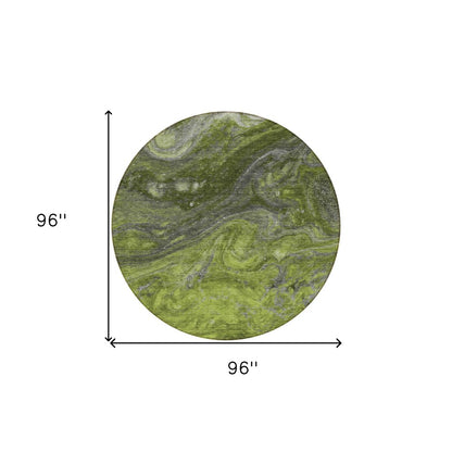 3' X 5' Olive Green And Lime Green Abstract Washable Indoor Outdoor Area Rug