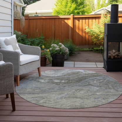 3' X 5' Taupe Beige And Ivory Abstract Washable Indoor Outdoor Area Rug