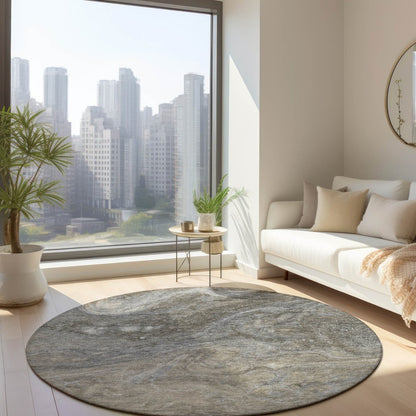 3' X 5' Taupe Beige And Ivory Abstract Washable Indoor Outdoor Area Rug