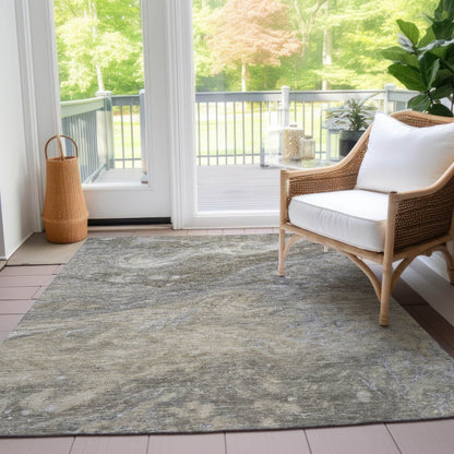 3' X 5' Taupe Beige And Ivory Abstract Washable Indoor Outdoor Area Rug