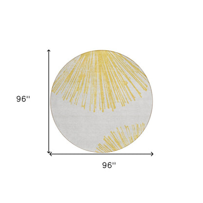 5' X 8' Gold And Ivory Abstract Washable Indoor Outdoor Area Rug