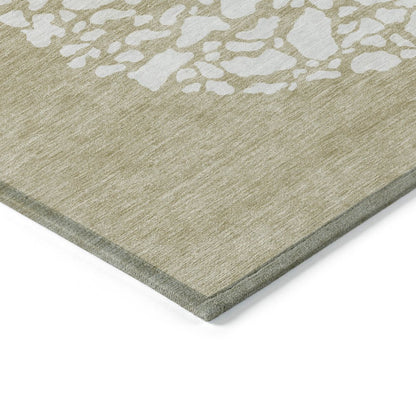 3' X 5' Beige Tan And Taupe Abstract Washable Indoor Outdoor Area Rug