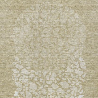 3' X 5' Beige Tan And Taupe Abstract Washable Indoor Outdoor Area Rug