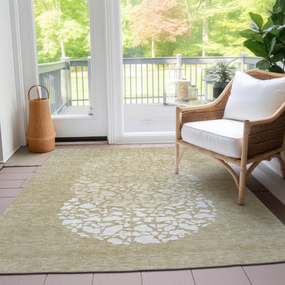 3' X 5' Beige Tan And Taupe Abstract Washable Indoor Outdoor Area Rug