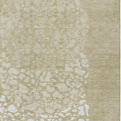3' X 5' Beige Tan And Taupe Abstract Washable Indoor Outdoor Area Rug