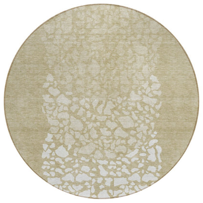 3' X 5' Beige Tan And Taupe Abstract Washable Indoor Outdoor Area Rug