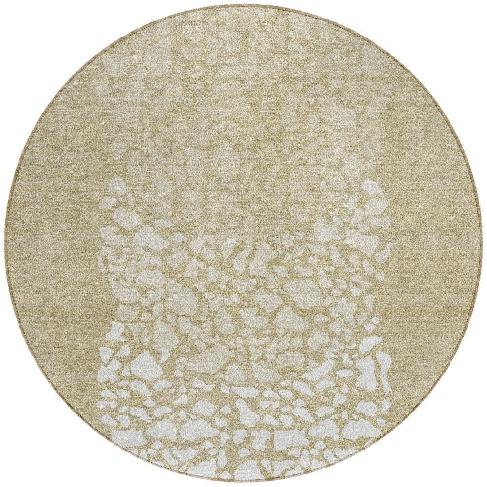 3' X 5' Beige Tan And Taupe Abstract Washable Indoor Outdoor Area Rug
