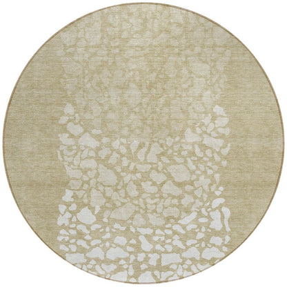 3' X 5' Beige Tan And Taupe Abstract Washable Indoor Outdoor Area Rug