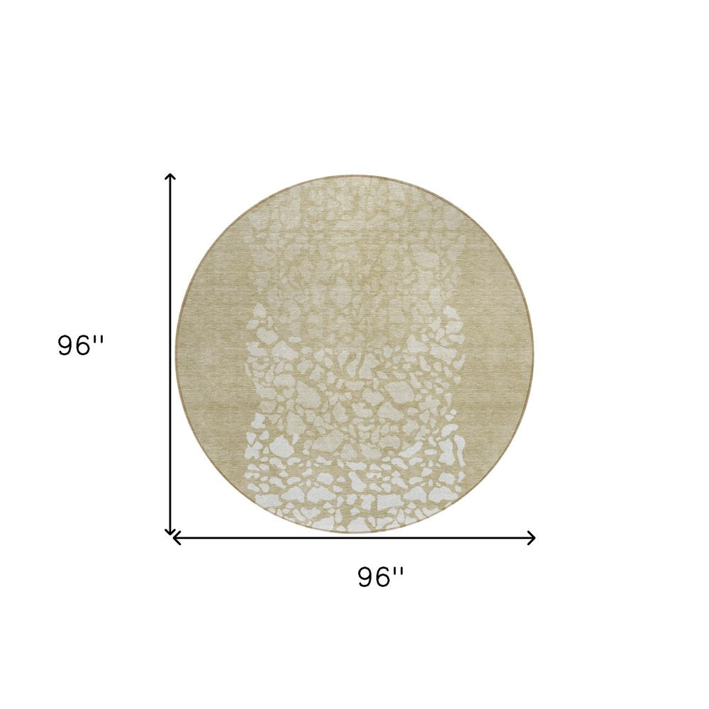 3' X 5' Beige Tan And Taupe Abstract Washable Indoor Outdoor Area Rug