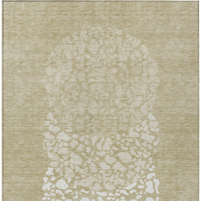 3' X 5' Beige Tan And Taupe Abstract Washable Indoor Outdoor Area Rug