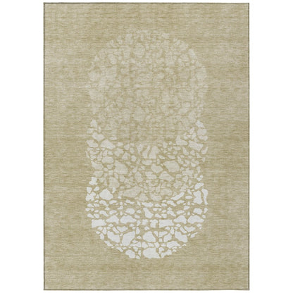 3' X 5' Beige Tan And Taupe Abstract Washable Indoor Outdoor Area Rug