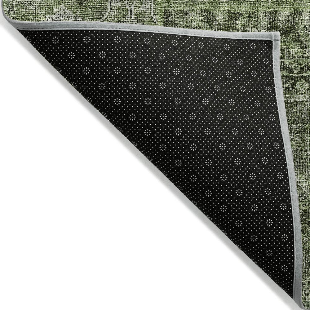 3' X 5' Olive Green And Gray Patchwork Washable Indoor Outdoor Area Rug